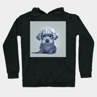 Adorable Cockapoo Puppy Dog. Black and white and illustrative style Hoodie